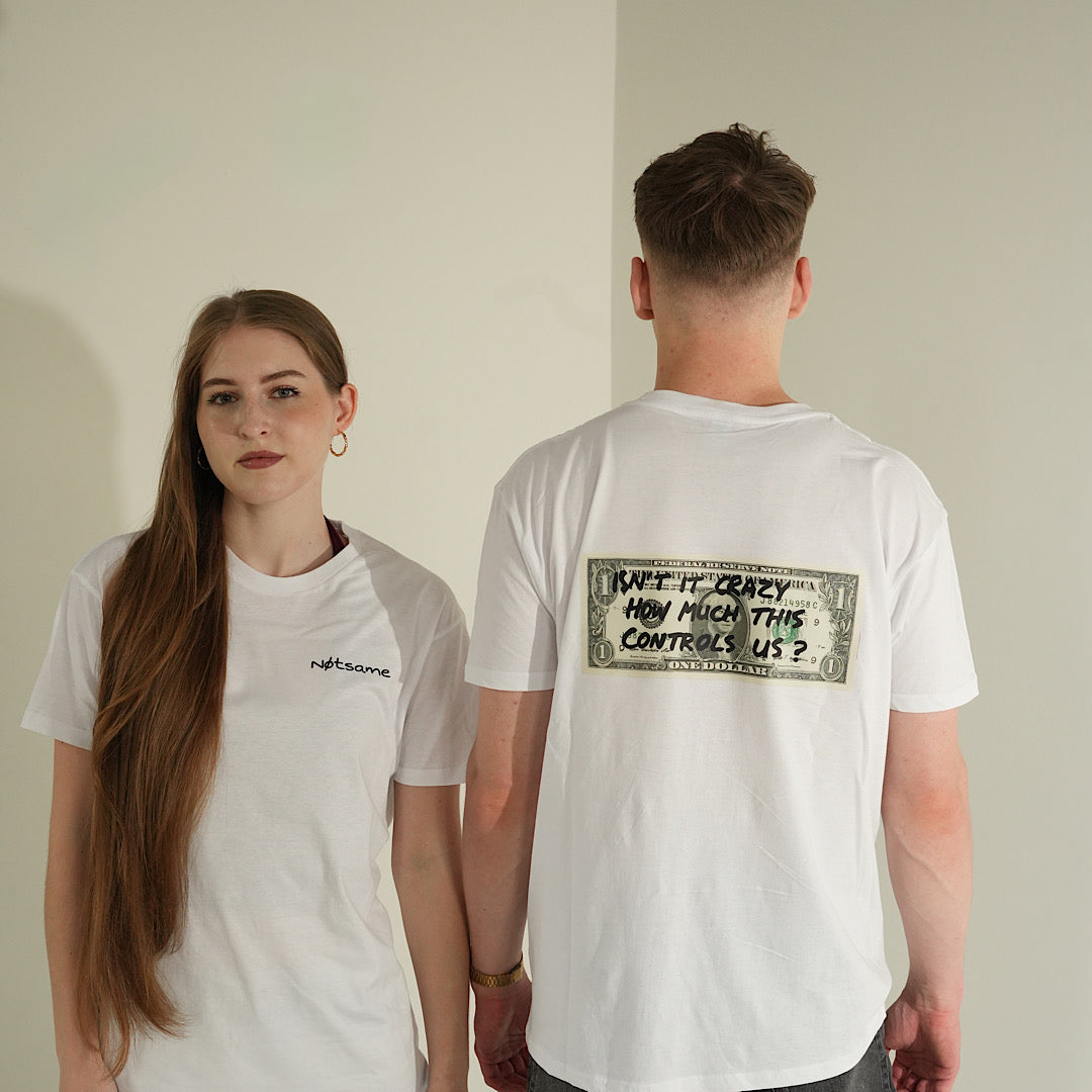 “HOW MUCH CONTROLS US?” Oversized Tee – White
