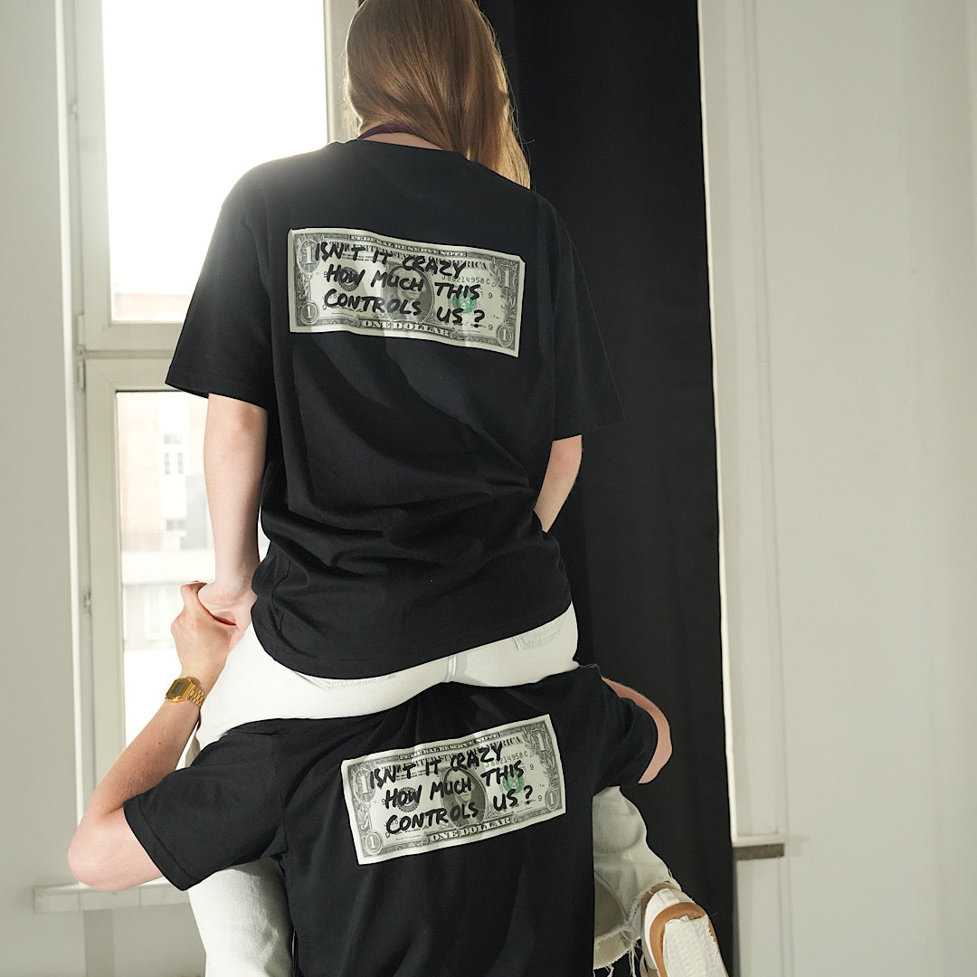 HOW MUCH CONTROLS US?” Oversized Tee – Black