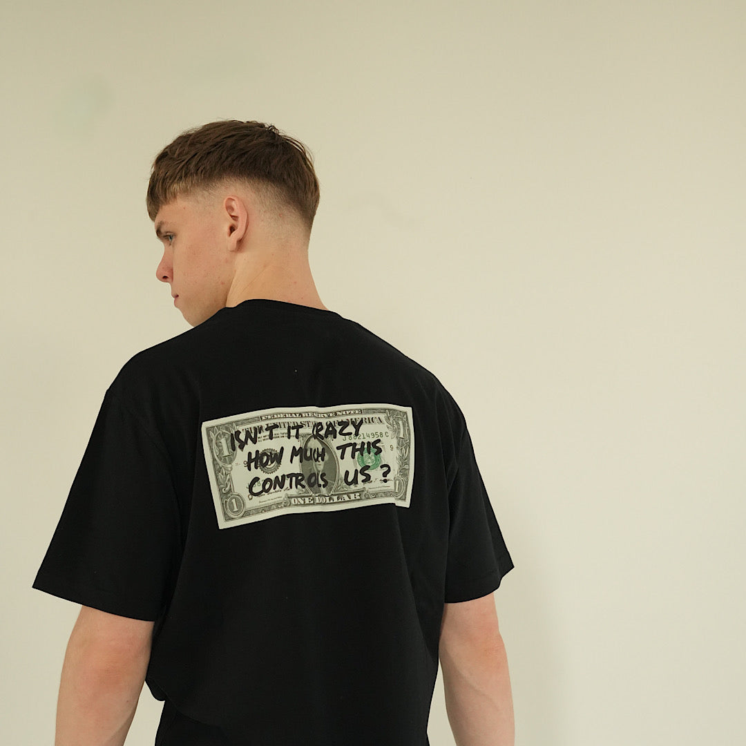 HOW MUCH CONTROLS US?” Oversized Tee – Black